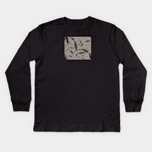 Grey and Black Ballena or Whales Kids Long Sleeve T-Shirt